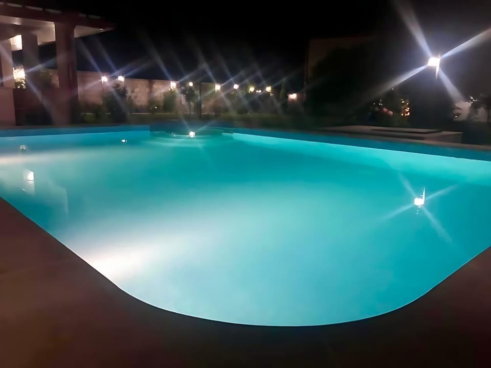 Night, Pool view, Swimming pool