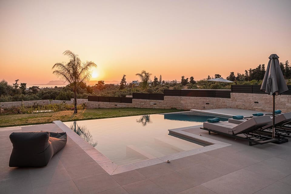 Patio, Day, Natural landscape, Pool view, Swimming pool, Sunrise, Sunset, sunbed