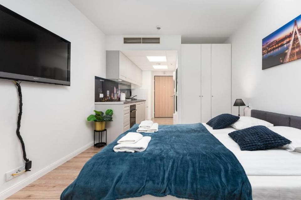 Bed, TV and multimedia, Photo of the whole room, Bedroom, towels, wardrobe