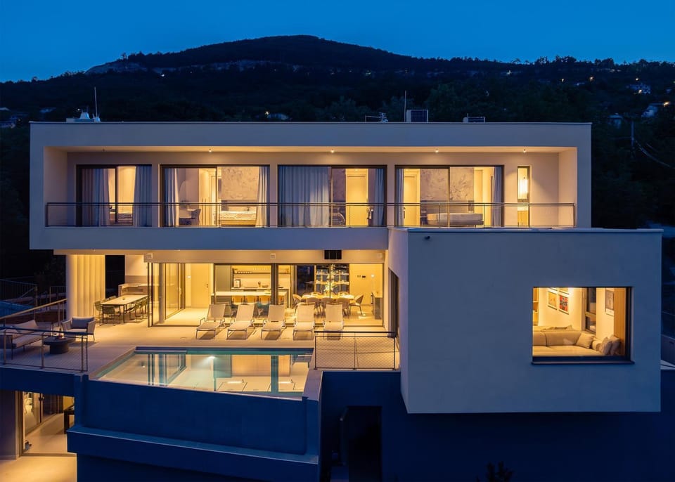 Property building, Night, Balcony/Terrace, Swimming pool