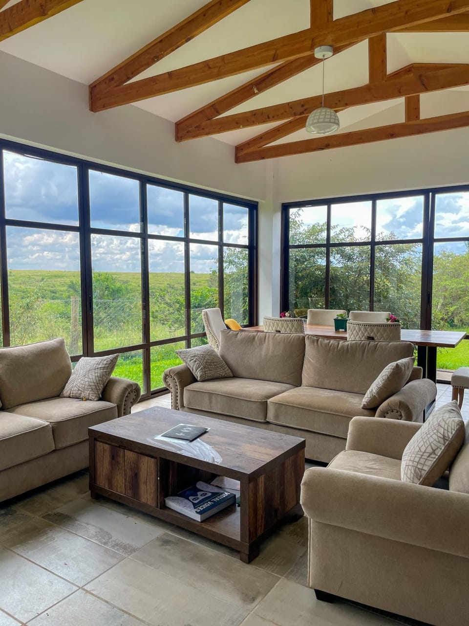 Property building, Living room, Dining area