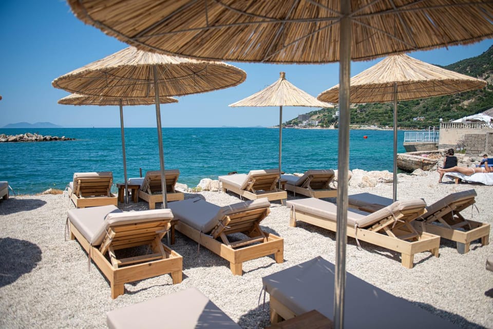 Day, Beach, Sea view, sunbed