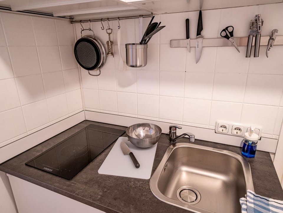 Kitchen or kitchenette, stove