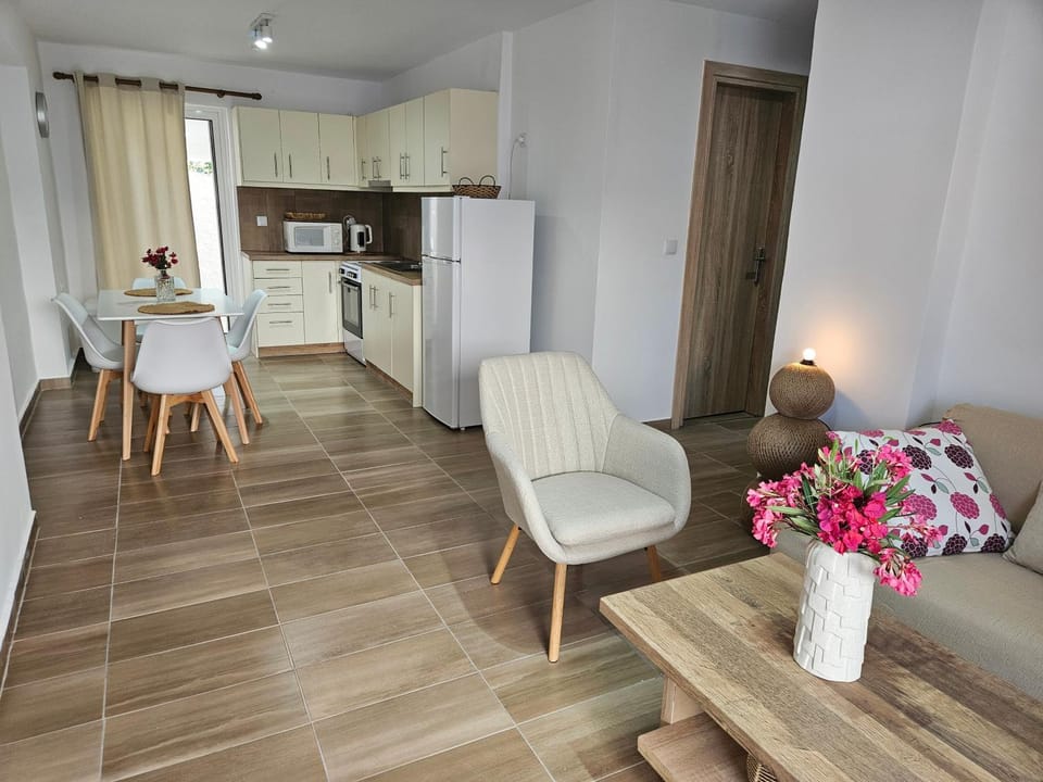 Kitchen or kitchenette, Living room, Seating area