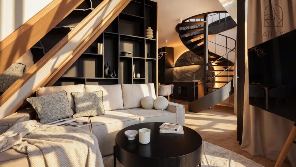Bed, Living room, Seating area
