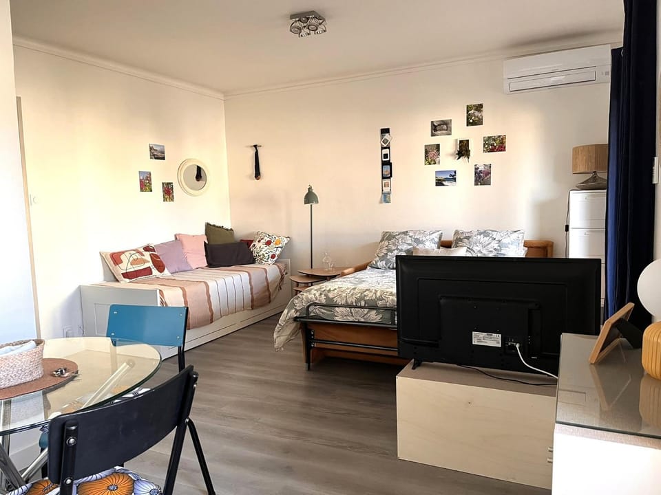 Communal lounge/ TV room, Bed, Living room, Decorative detail, Dining area, air conditioner