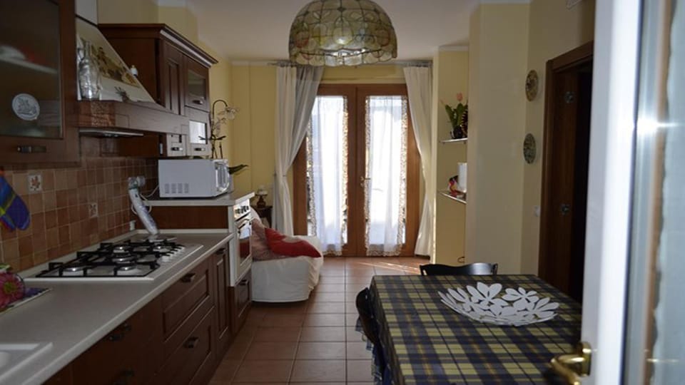Kitchen or kitchenette, stove