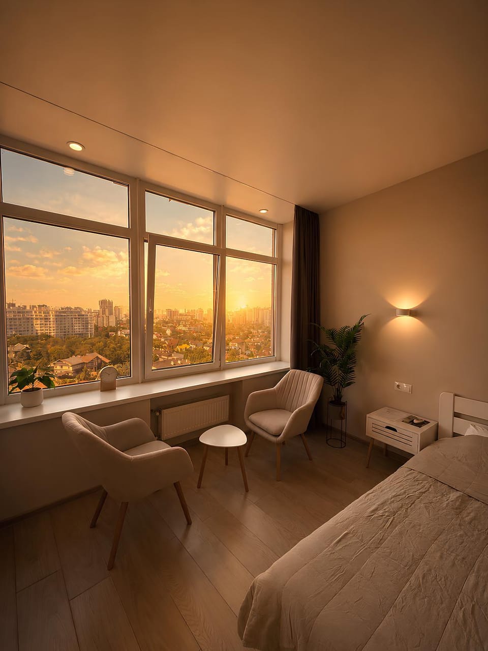 Photo of the whole room, Seating area