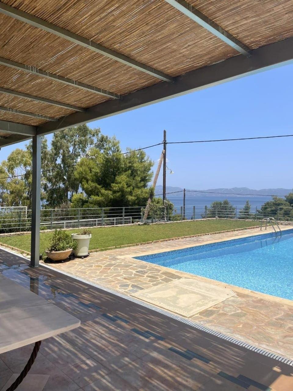 Patio, Day, Natural landscape, View (from property/room), Pool view, Sea view, Swimming pool, sunbed