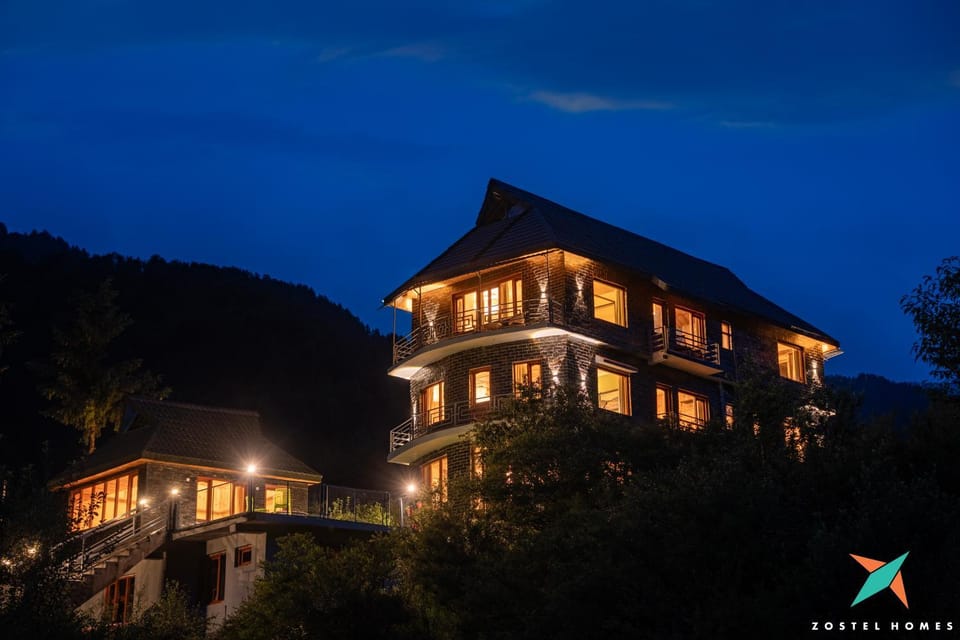 Property building, Facade/entrance, Night, Natural landscape