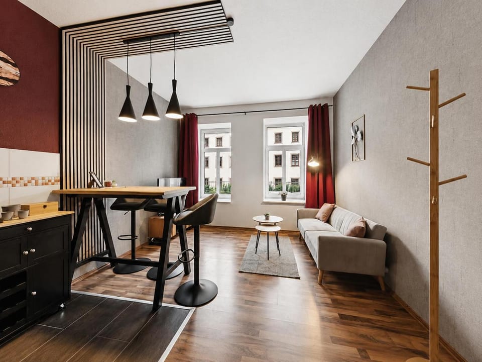 Living room, kitchen