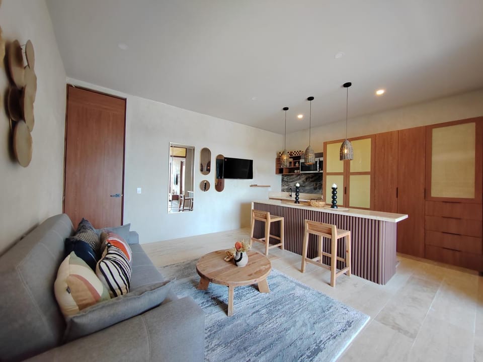 Living room, kitchen