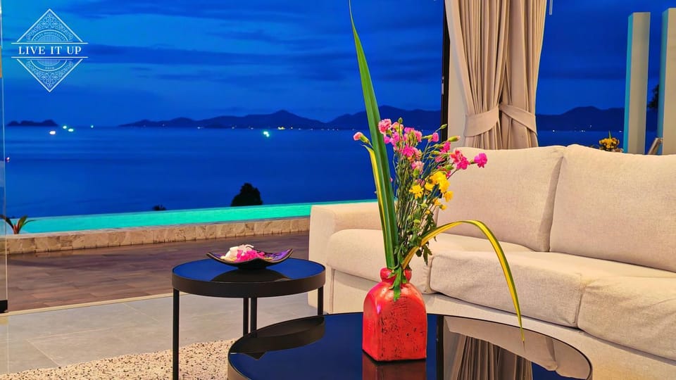 Living room, Seating area, Sea view