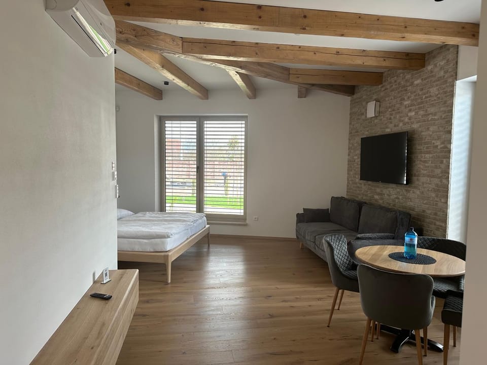Bed, TV and multimedia, Seating area, Bedroom, air conditioner