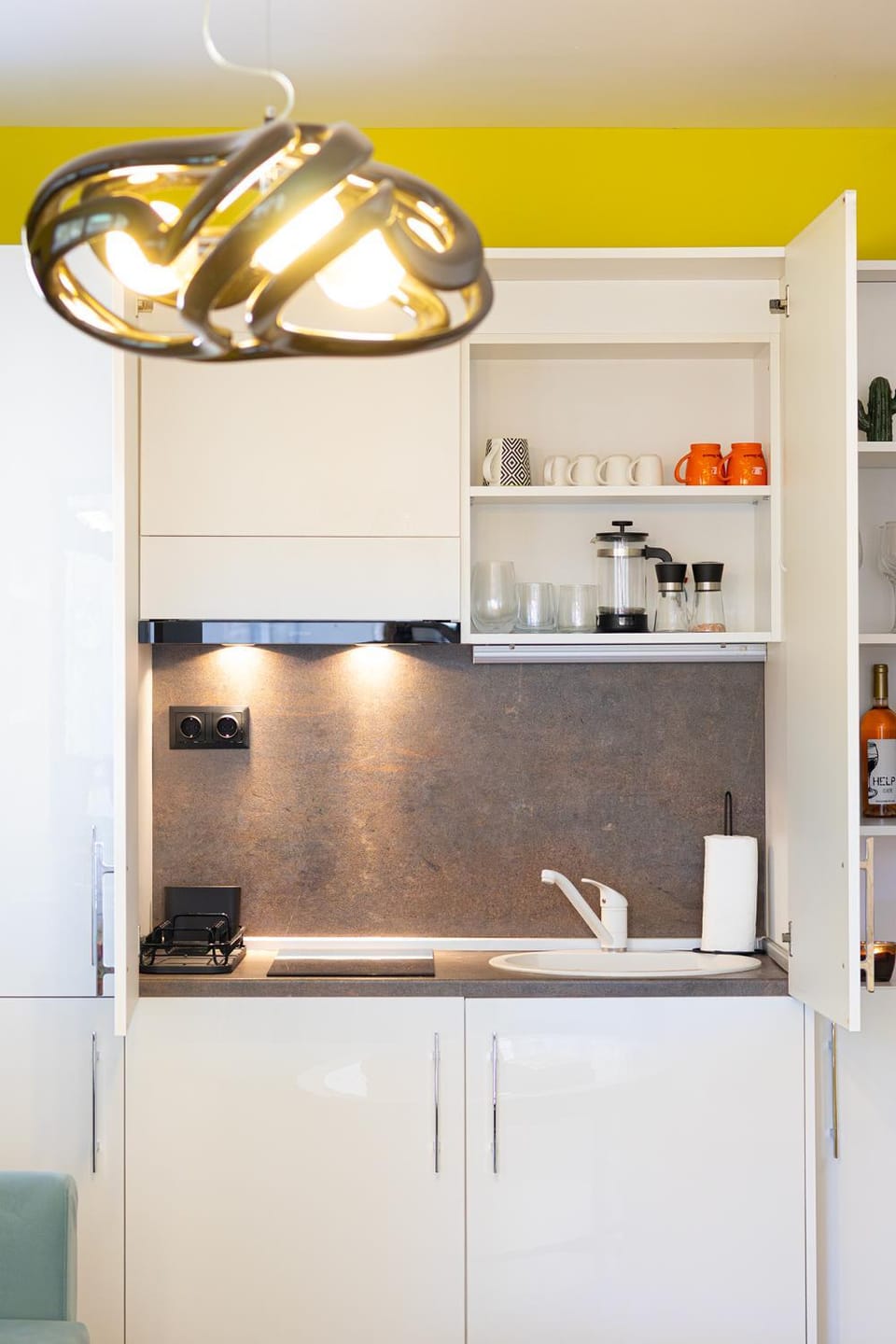 Kitchen or kitchenette, stove