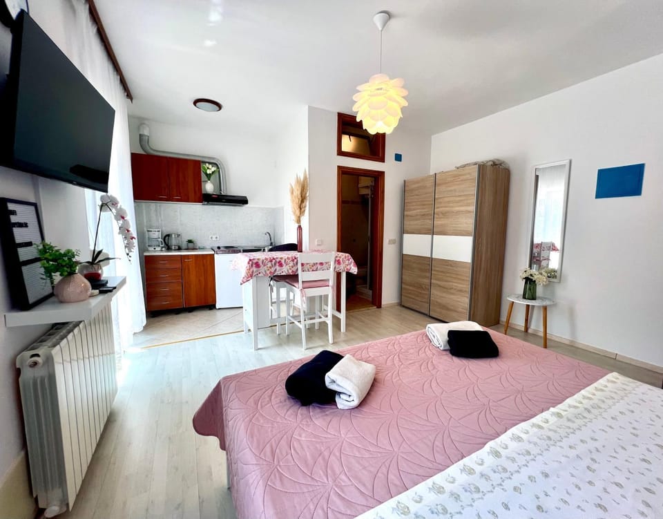 Bed, TV and multimedia, Kitchen or kitchenette, internet, towels, wardrobe