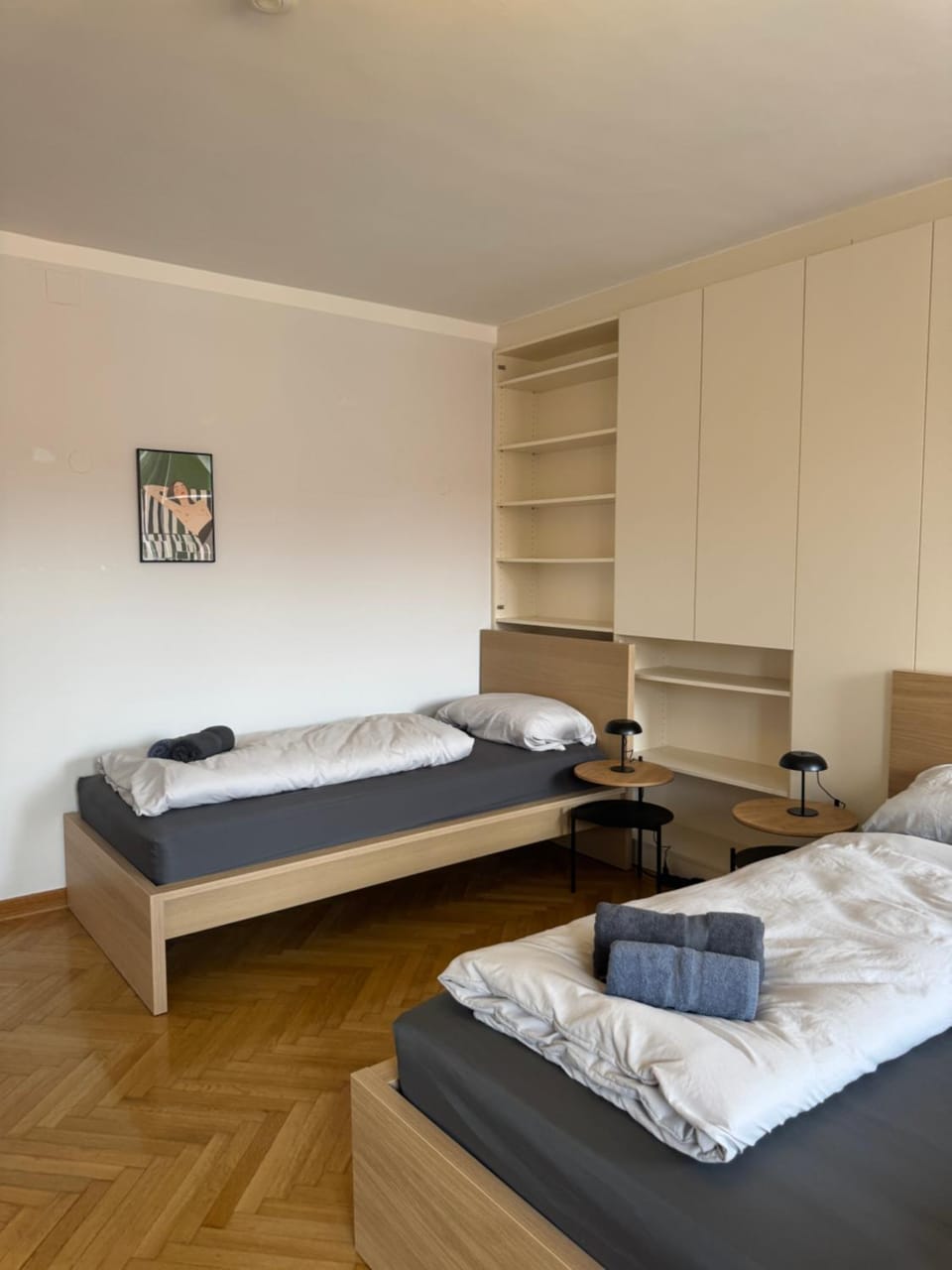 Bed, Photo of the whole room, Bedroom, towels, wardrobe