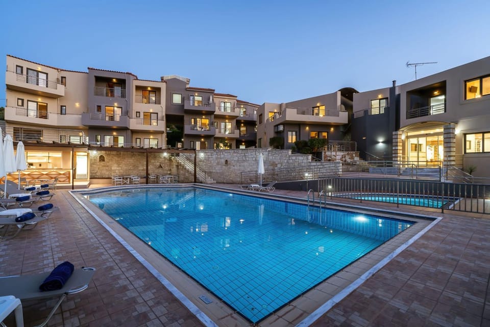 Property building, Swimming pool, Sunset