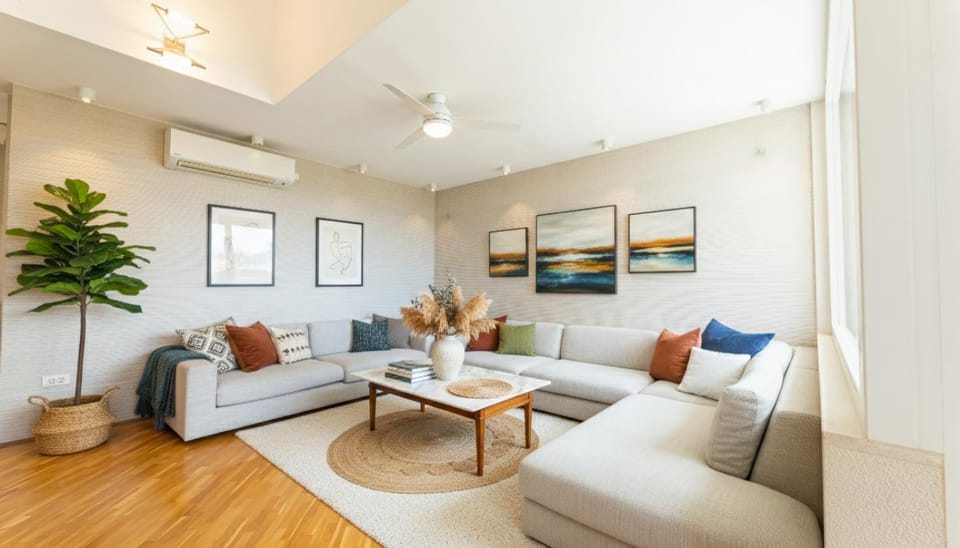 Day, Living room, Seating area, air conditioner