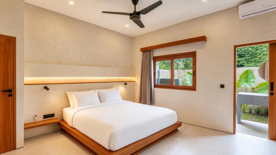 Bed, Photo of the whole room, Bedroom, air conditioner