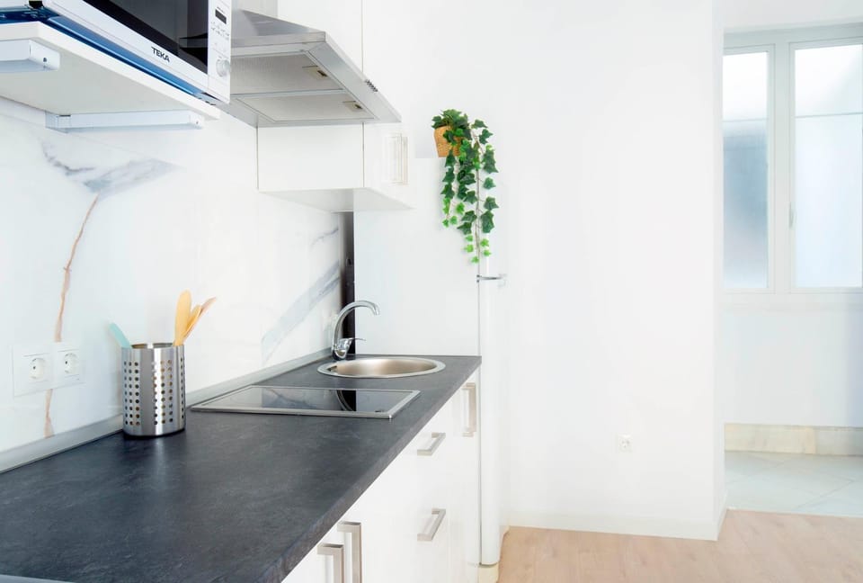 Kitchen or kitchenette, stove