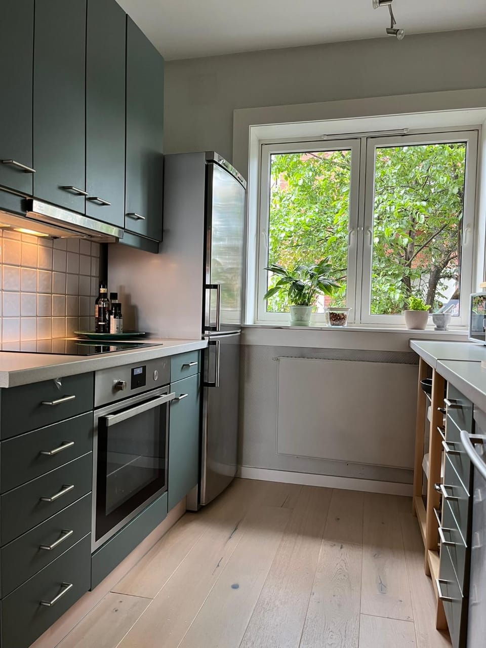 Kitchen or kitchenette, dishwasher, stove