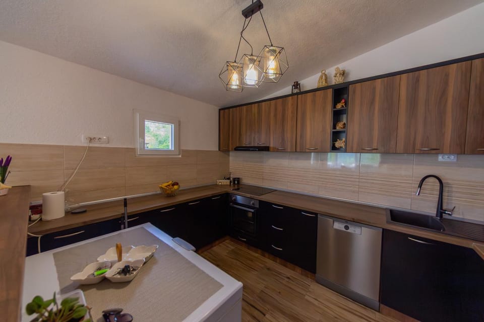 Kitchen or kitchenette, dishwasher, oven, stove