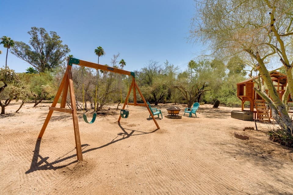 Children play ground, fireplace