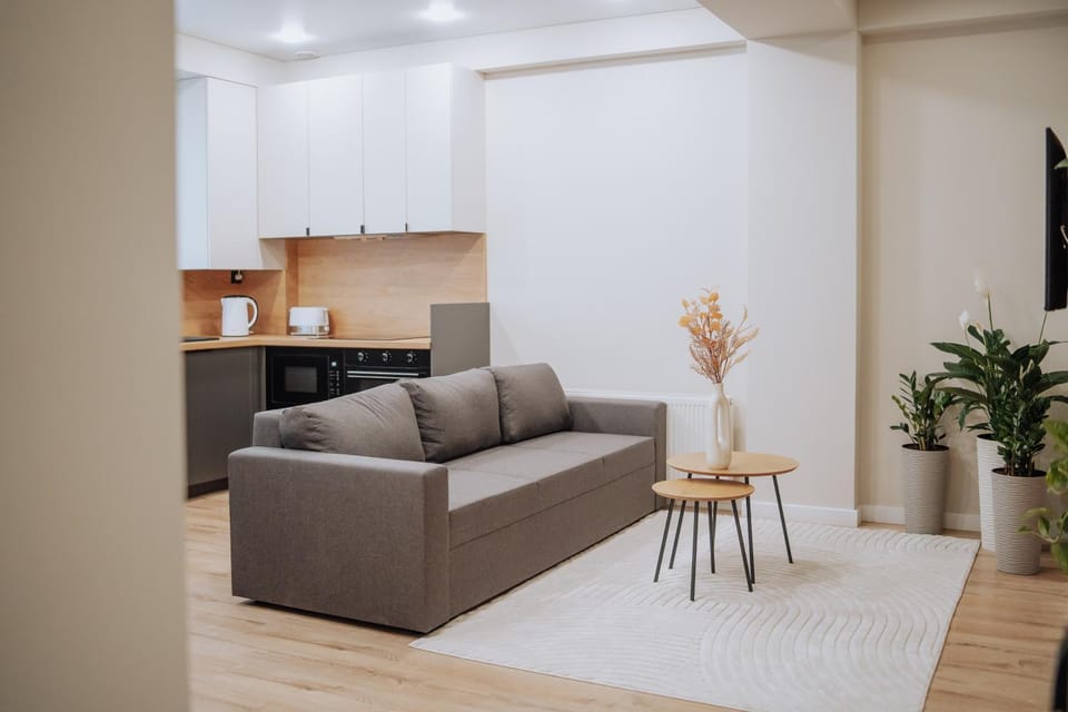 Kitchen or kitchenette, Living room, Seating area