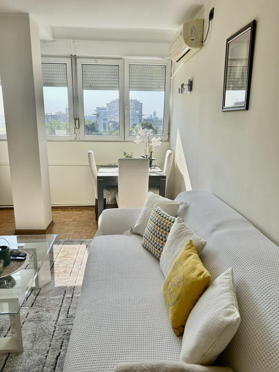 Living room, Seating area, air conditioner