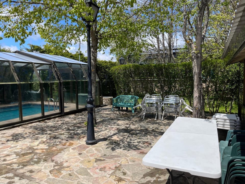 Property building, Living room, Swimming pool