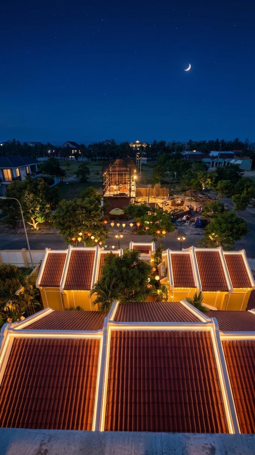 Property building, Night, Bird's eye view, City view, Location