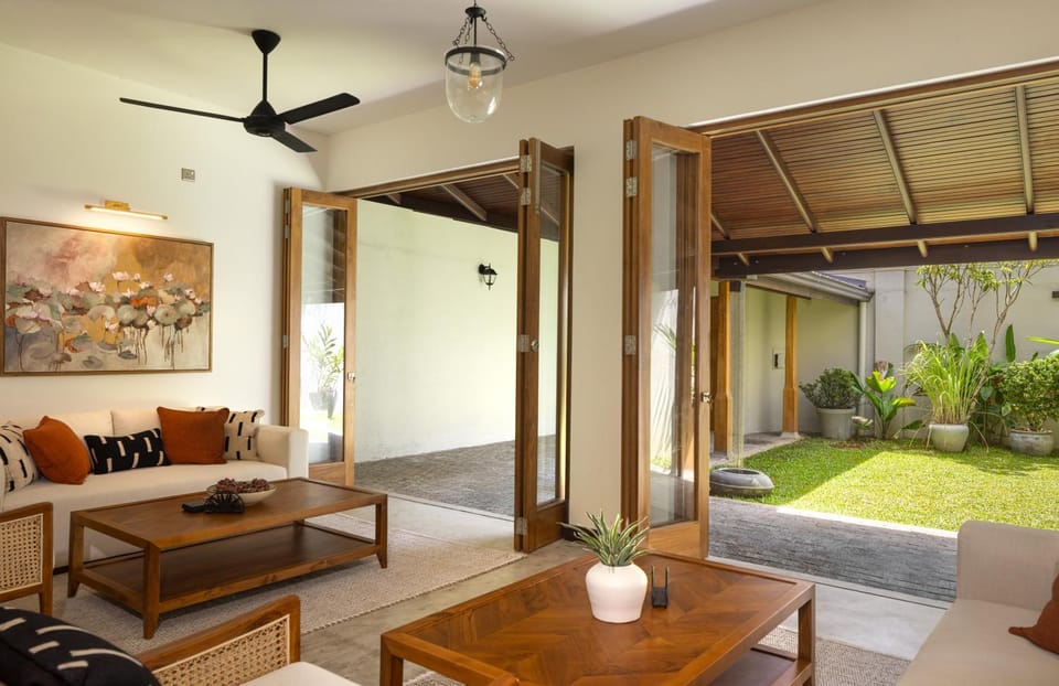 Living room, Seating area, Garden view