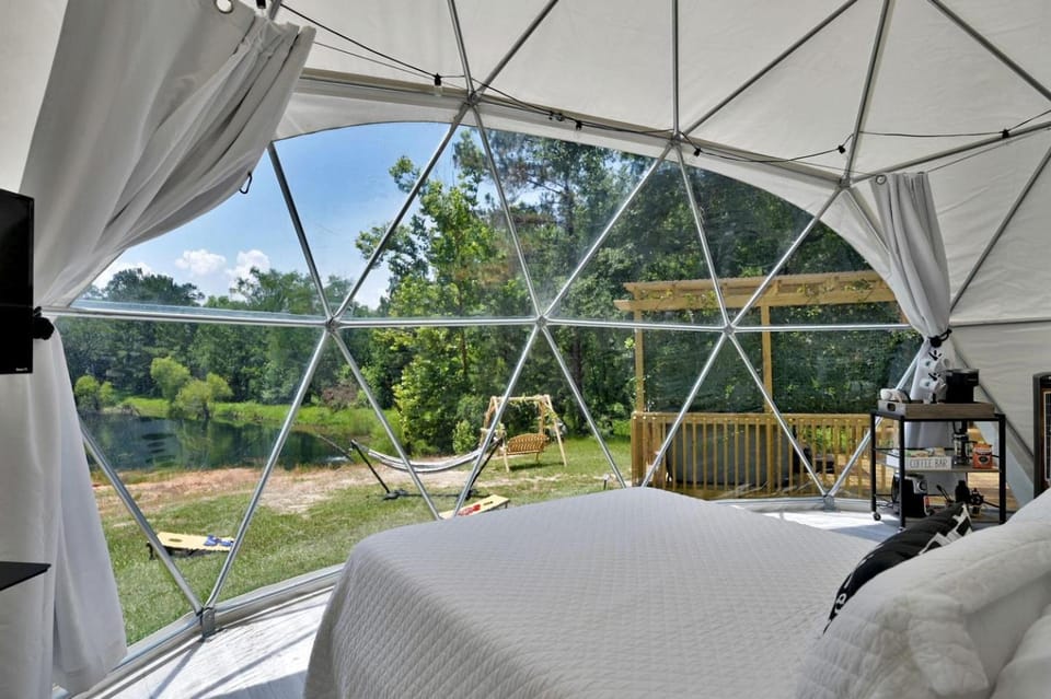 Luxury Geo Dome with Hot Tub Perfect for a Glamping Getaway near Houston, Texas Luxury tent in Coldspring