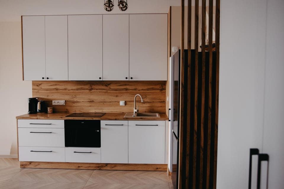 Kitchen or kitchenette, stove
