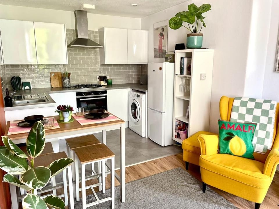 Kitchen or kitchenette, Dining area, oven, stove, washing machine