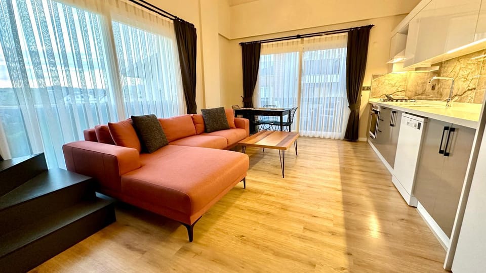 Kitchen or kitchenette, Living room, Seating area, Dining area, dishwasher, oven, stove