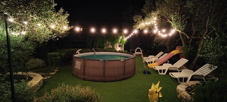 Night, Natural landscape, Garden, Pool view, Swimming pool, sunbed