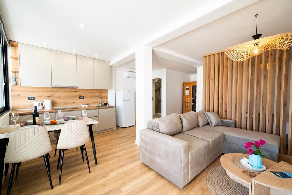 Kitchen or kitchenette, Living room, Dining area