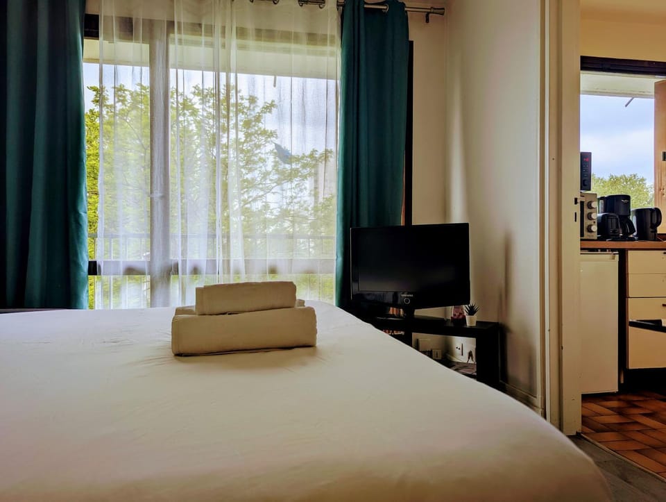 Bed, TV and multimedia, Kitchen or kitchenette, Photo of the whole room, Bedroom