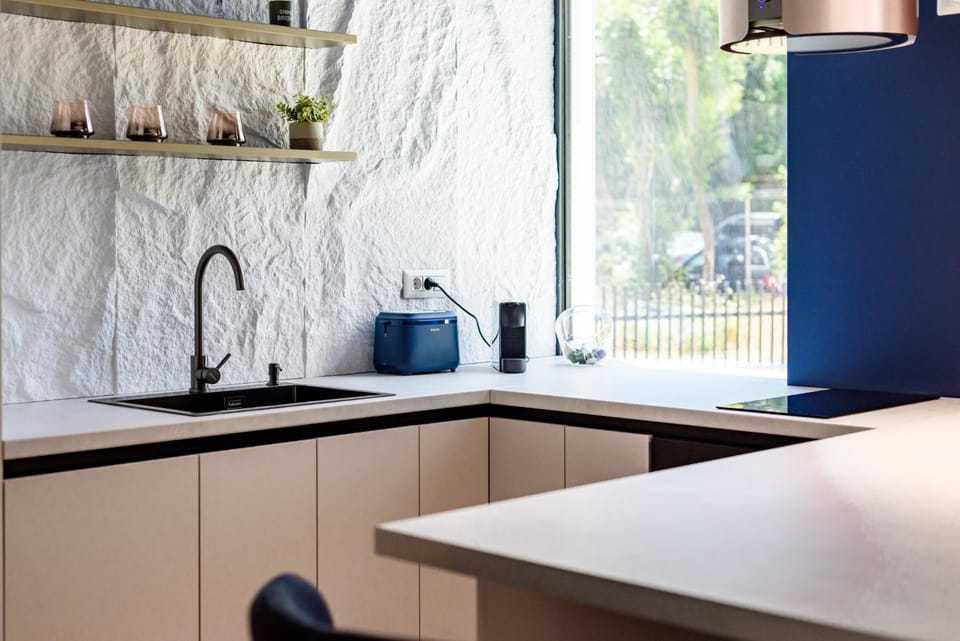 Kitchen or kitchenette, stove, toaster