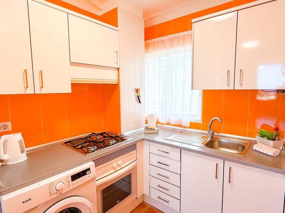 Kitchen or kitchenette, oven, stove, toaster
