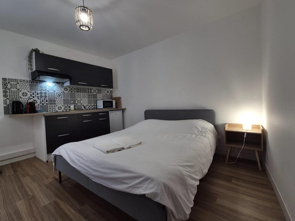 Bed, Kitchen or kitchenette, Photo of the whole room, Bedroom, stove