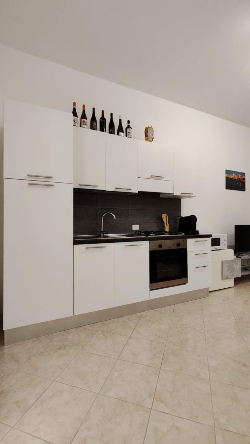 Kitchen or kitchenette, stove