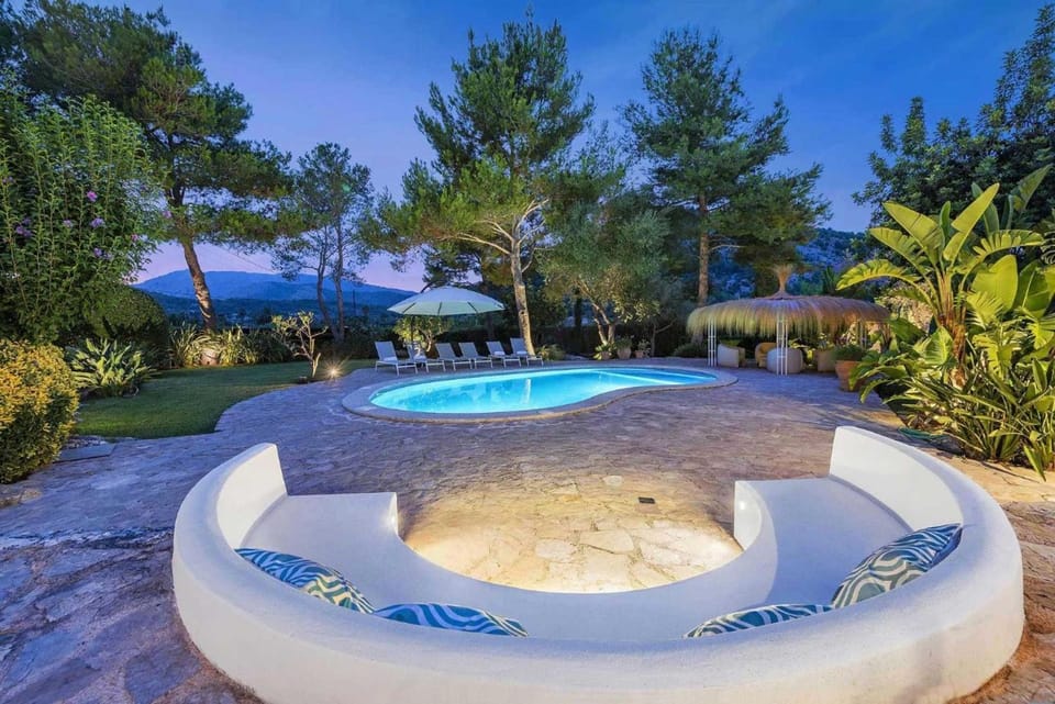 Property building, Living room, Swimming pool