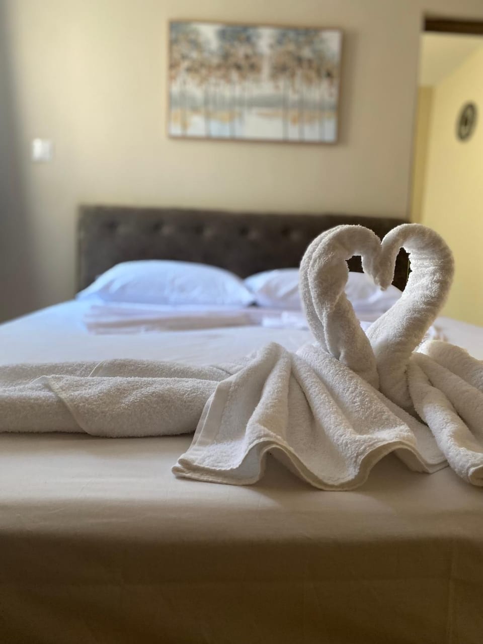 Bed, Photo of the whole room, Bedroom, towels
