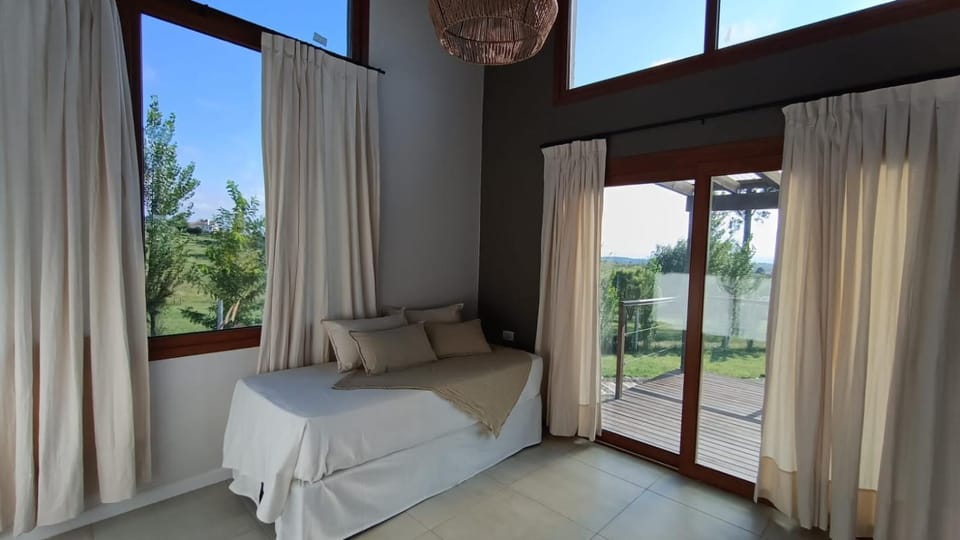 Bed, Living room, Garden view