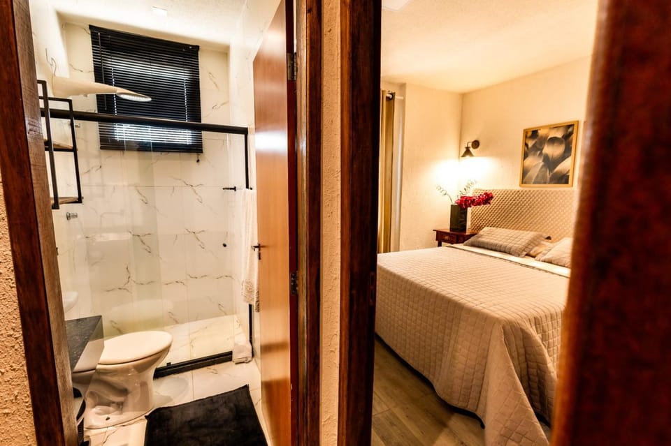 Shower, Bed, Bathroom, Photo of the whole room