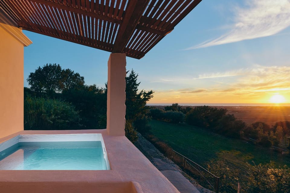 Pool view, Swimming pool, Sunset