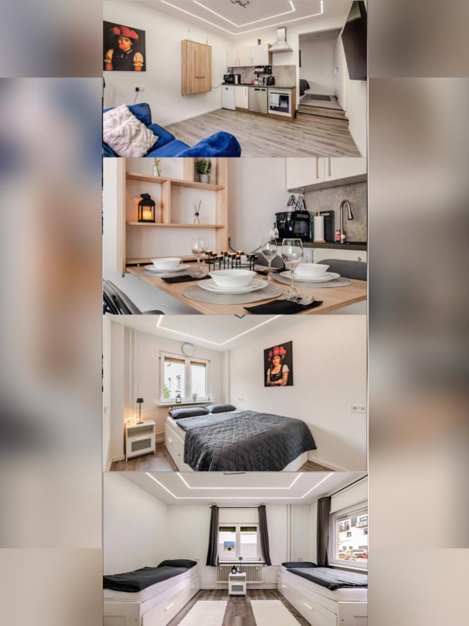 Kitchen or kitchenette, Living room, Dining area, Bedroom